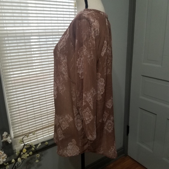 ✨ Maurices Plus Sheer Gold Striped Blouse - Picture 4 of 7